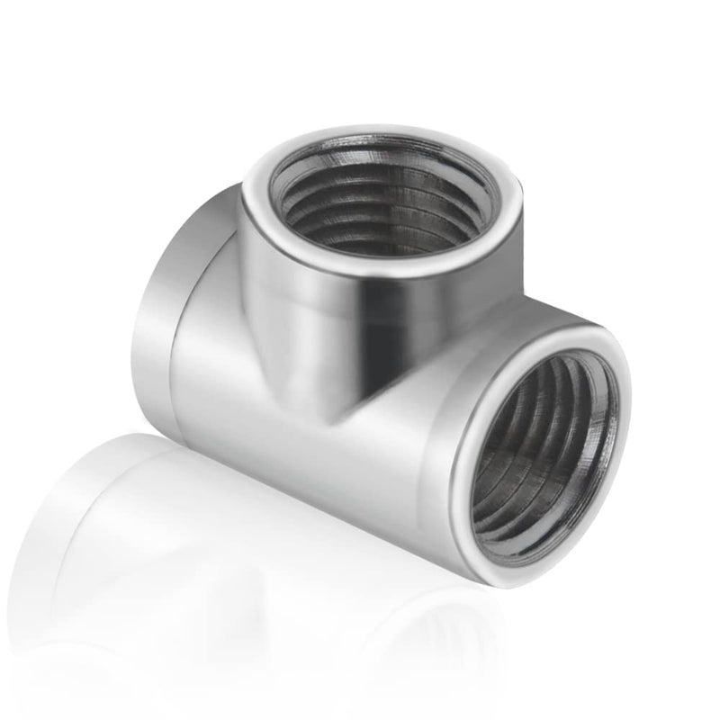 BXQINLENX فضي كروم G 1/4" ملحق ثلاثي الاتجاهات لنظام تبريد المياه للكمبيوتر (4 قطع) - Image 3